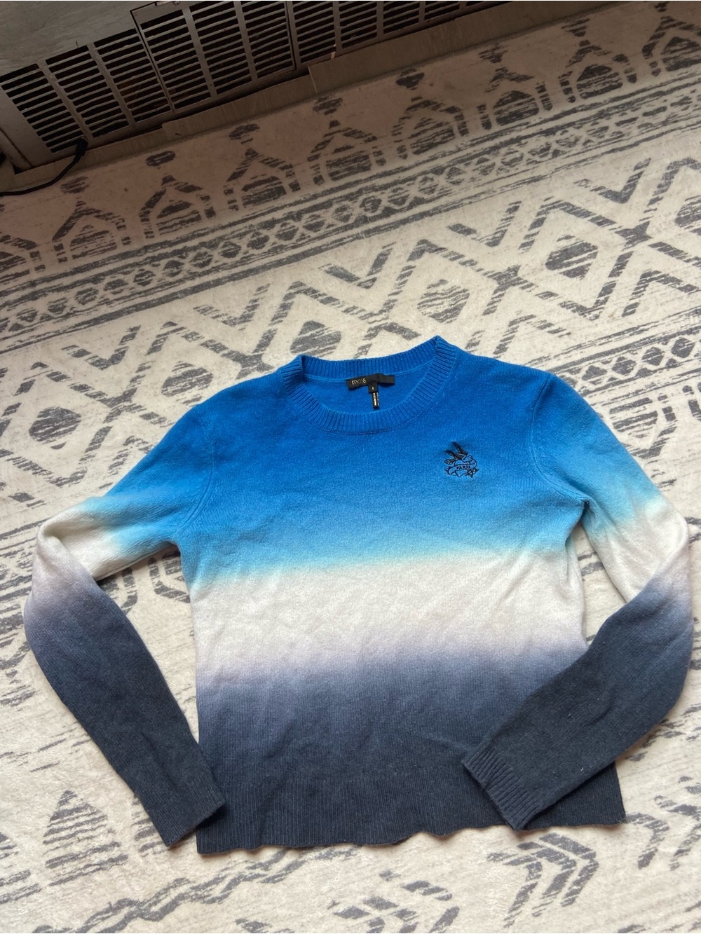 MAJE Ombre Blue Crewneck Sweater - Blue Gradient